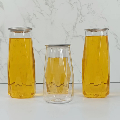 Nahrung- für Haustiereglas-Tee-Milch 380ml Plastik-Diamond Shape Easy Pull Cover