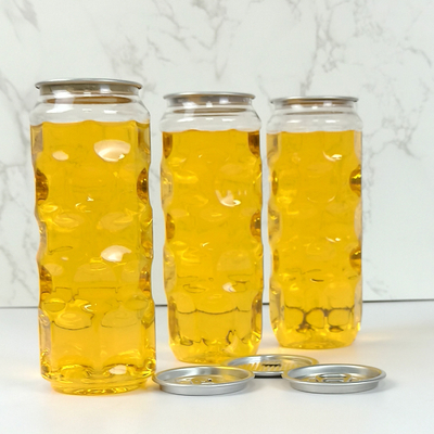 leere Plastikgläser des freien Raumes 500ml mit einfache Zug-Abdeckungs-kaltgepressten Säften