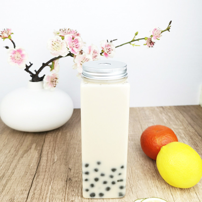 500 ml BRA-freie Schraubverschlussgläser, flache Quadratform, klare Kunststoffbehälter mit Verschluss, Saftflaschen für Tee, Milch, Saft