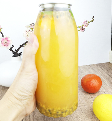 1000 ml PET-Plastik-Flaschen für die Aufbewahrung von Saft mit leicht abziehbarem Deckel, Lebensmittelqualität für Tee, Milch, Cold Pres