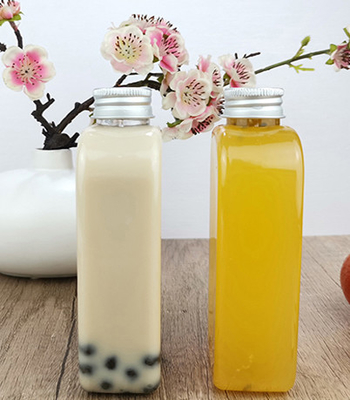 Flache Plastiktrinkflaschen Juice Milks 400ml mit Kappe