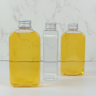 400 ml klare flache Plastikflaschen mit Schraubverschluss für Saft, Milch und andere Getränke